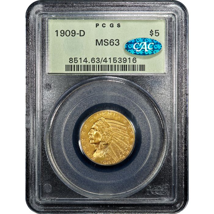 1909-D Indian Gold Half Eagle ($5) OGH Obverse Image