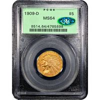 1909-D Indian Gold Half Eagle ($5) OGH Obverse Slab Image