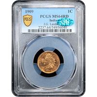 1909 Indian Cent (1c) Laidacker Collection Obverse Slab Image
