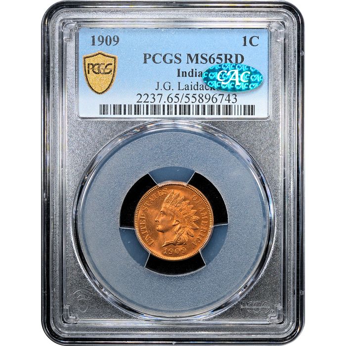 1909 Indian Cent (1c) Laidacker Collection Obverse Slab Image