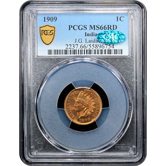 1909 Indian Cent (1c) Laidacker Collection Obverse Slab Image