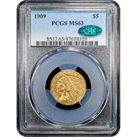 1909 Indian Gold Half Eagle ($5) Obverse Slab Image