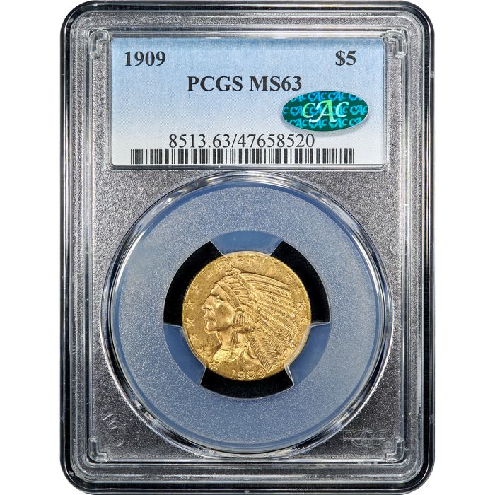1909 Indian Gold Half Eagle ($5) Obverse Slab Image