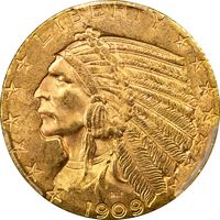 1909 Indian Gold Half Eagle ($5) Obverse Image