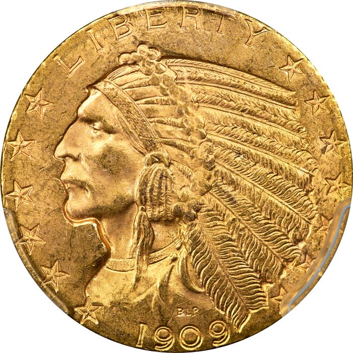 1909 Indian Gold Half Eagle ($5) Obverse Image