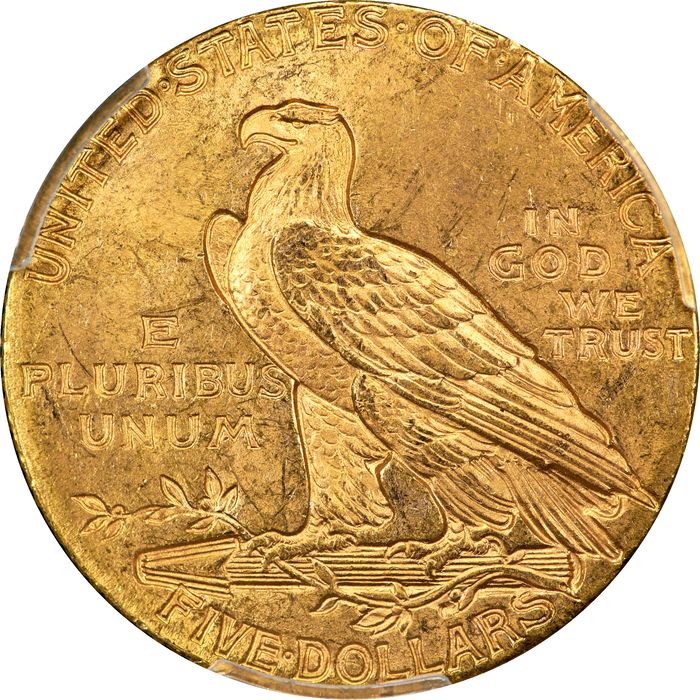 1909 Indian Gold Half Eagle ($5) Reverse Image