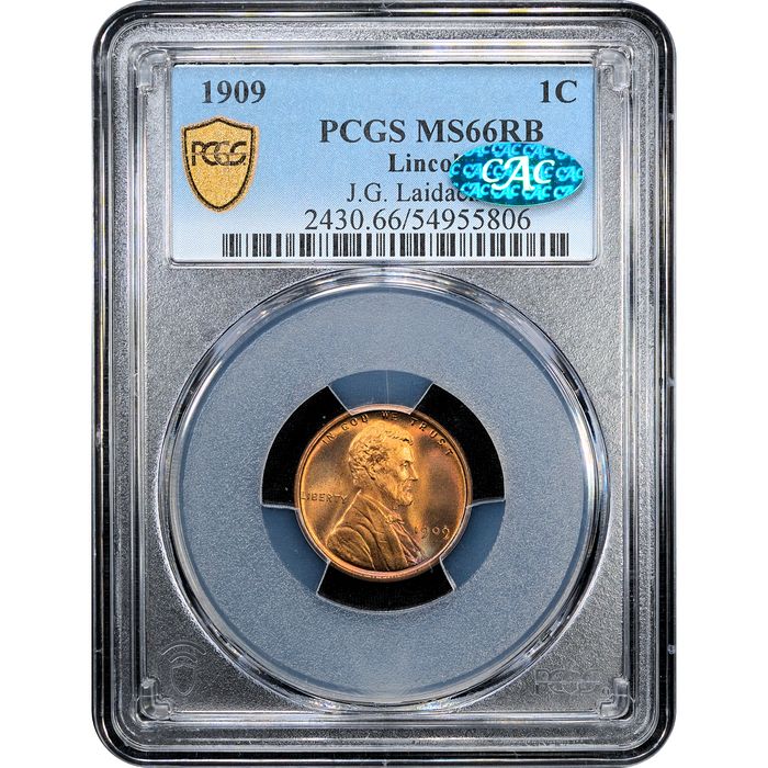 1909 Lincoln Cent (1c) Laidacker Collection Obverse Slab Image