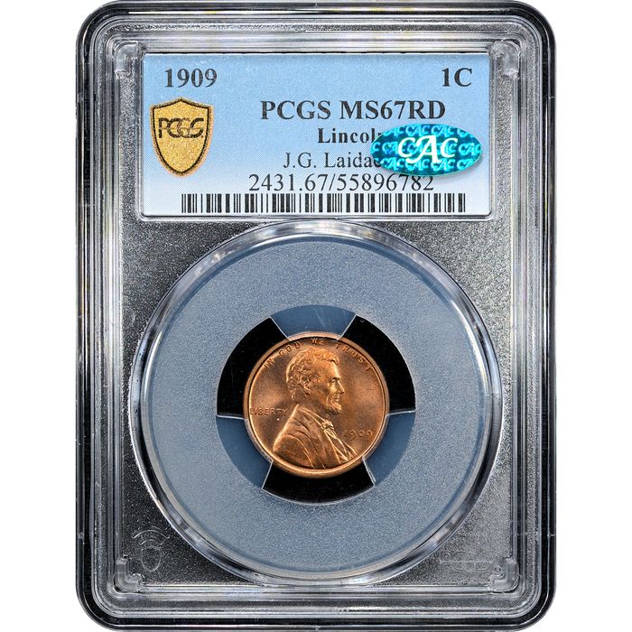 1909 Lincoln Cent (1c) Laidacker Collection Obverse Slab Image