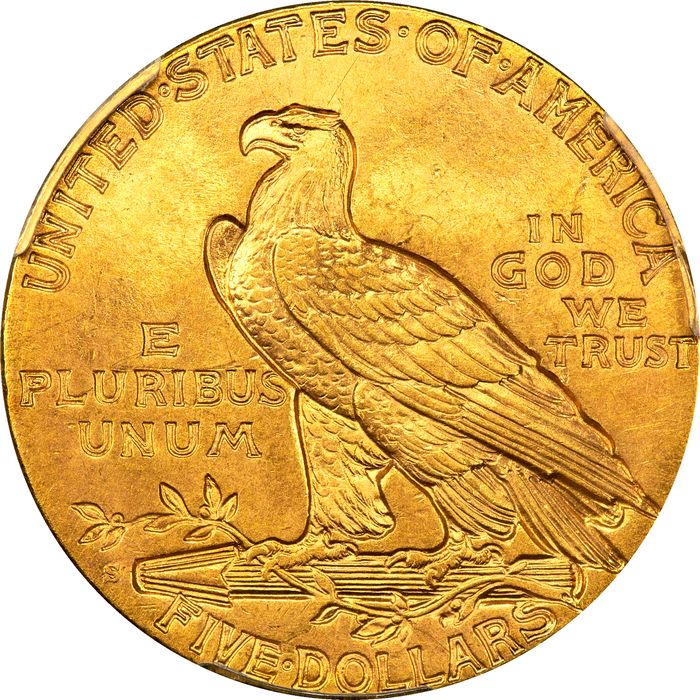 1909-S Indian Gold Half Eagle ($5) Reverse Image