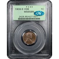 1909-S VDB Lincoln Cent (1c) OGH Obverse Slab Image
