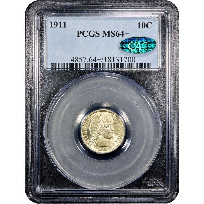 1911 Barber Dime (10c) Obverse Slab Image