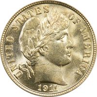 1911 Barber Dime (10c) Obverse Image