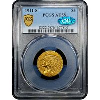 1911-S Indian Gold Half Eagle ($5) Obverse Slab Image