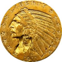 1911-S Indian Gold Half Eagle ($5) Obverse Image