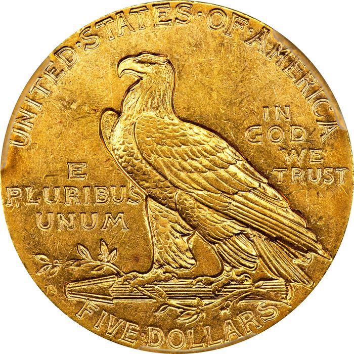 1911-S Indian Gold Half Eagle ($5) Reverse Image