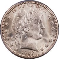 1913 Barber Quarter (25c) Obverse Image