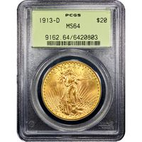 1913-D Saint-Gaudens Gold Double Eagle ($20) OGH Obverse Slab Image
