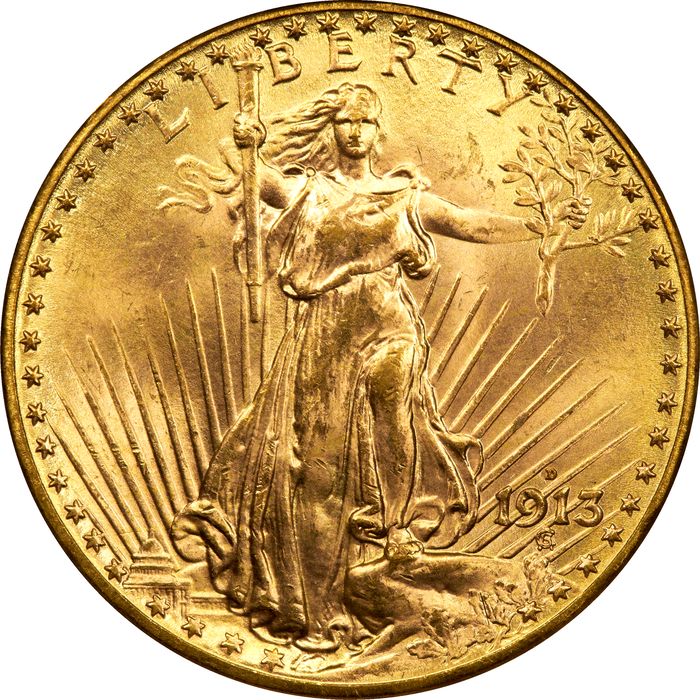 1913-D Saint-Gaudens Gold Double Eagle ($20) OGH Obverse Image