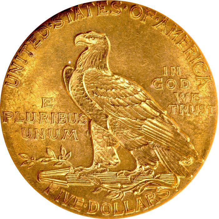 1913 Indian Gold Half Eagle ($5) Photo 4