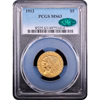 1913 Indian Gold Half Eagle ($5) Obverse Slab Image