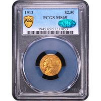 1913 Indian Gold Quarter Eagle ($2.50) Obverse Slab Image