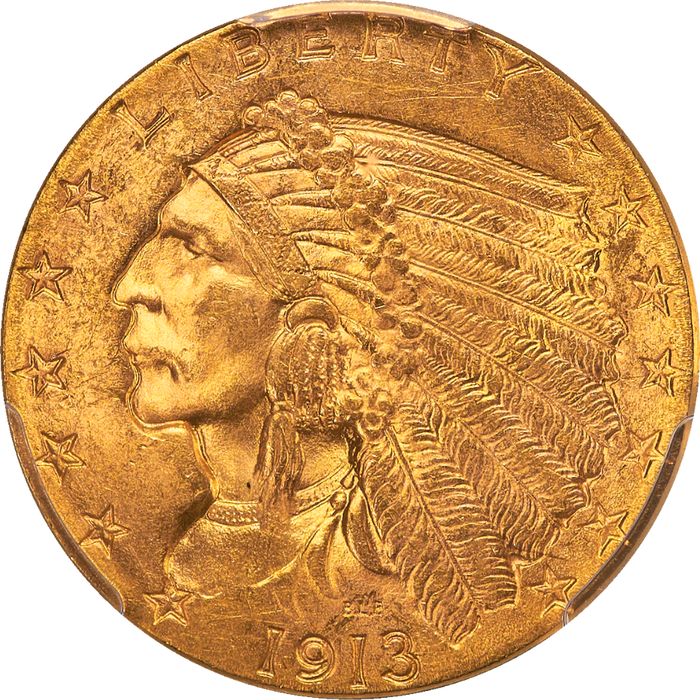 1913 Indian Gold Quarter Eagle ($2.50) Obverse Image