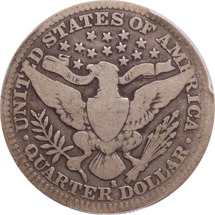 1913-S Barber Quarter (25c) Reverse Image
