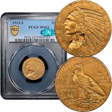 1913-S Indian Gold Half Eagle ($5) Composite Image