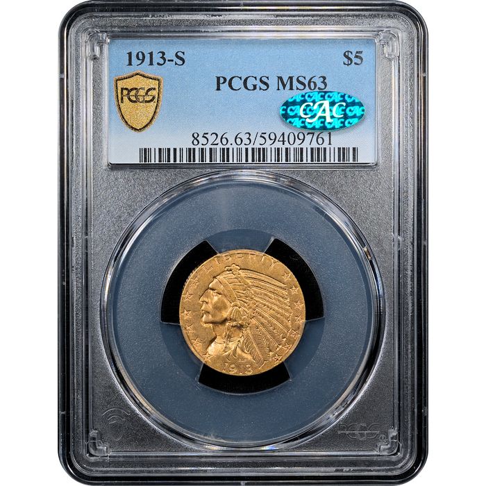 1913-S Indian Gold Half Eagle ($5) Obverse Slab Image