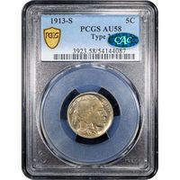 1913-S Type 2 Buffalo Nickel (5c) Obverse Slab Image