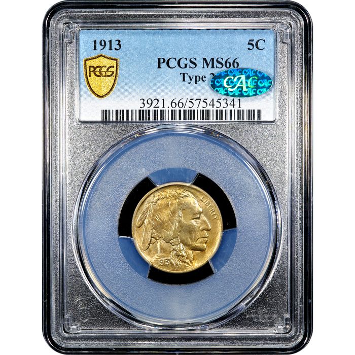 1913 Type 2 Buffalo Nickel (5c) Obverse Slab Image