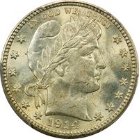1914 Barber Quarter (25c) Obverse Image