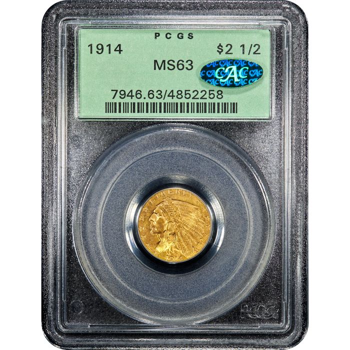 1914 Indian Gold Quarter Eagle ($2.50) OGH Obverse Image