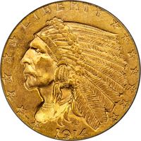 1914 Indian Gold Quarter Eagle ($2.50) OGH Photo 3