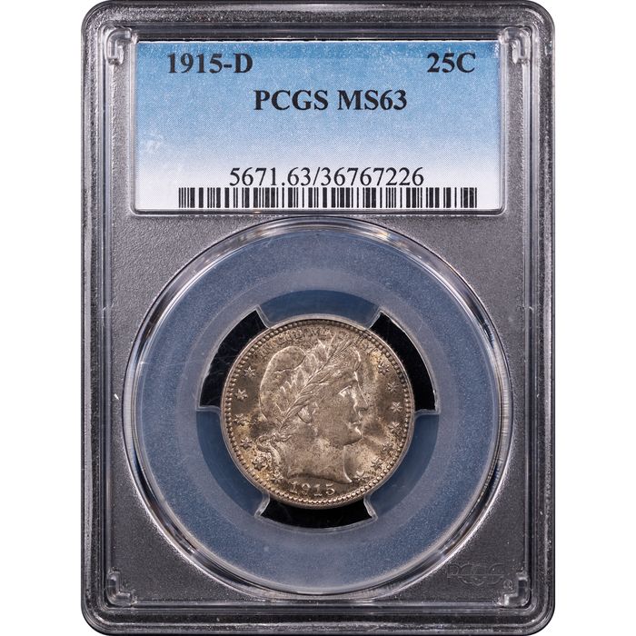 1915-D Barber Quarter (25c) Obverse Slab Image