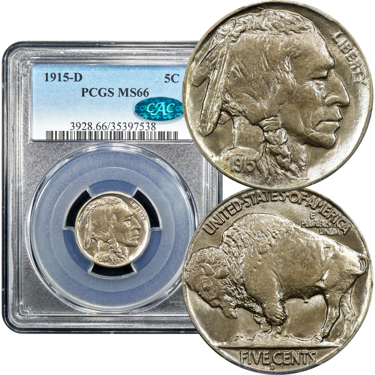 1915-D Buffalo Nickel 5c PCGS MS66 CAC