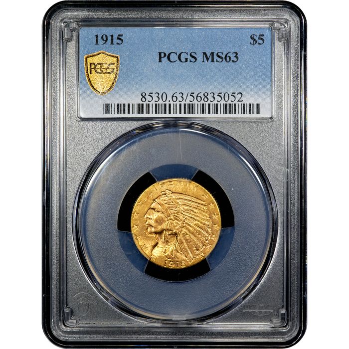 1915 Indian Gold Half Eagle ($5) Obverse Slab Image