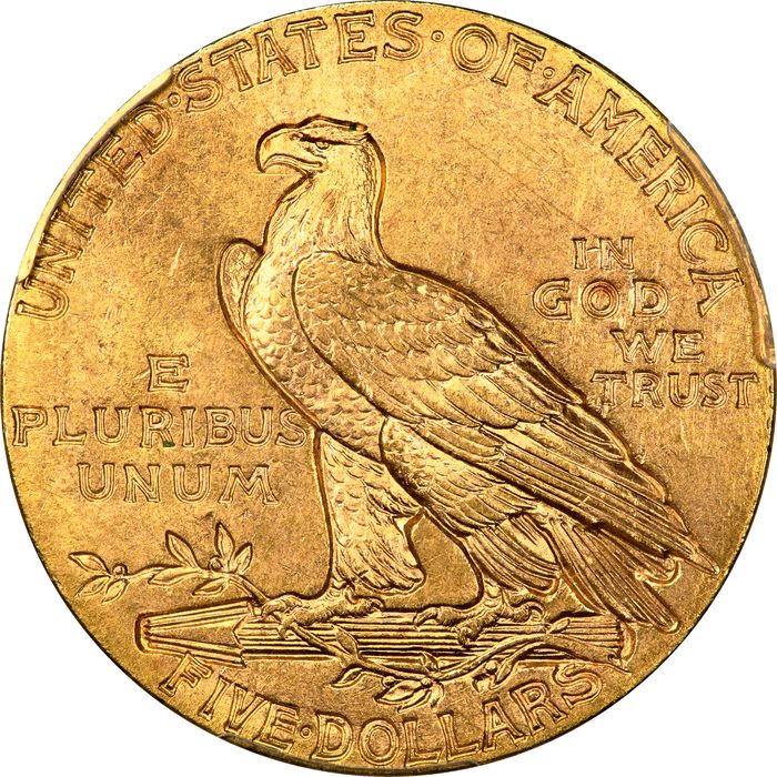 1915 Indian Gold Half Eagle ($5) Reverse Image