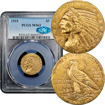 1915 Indian Gold Half Eagle ($5) Composite Image