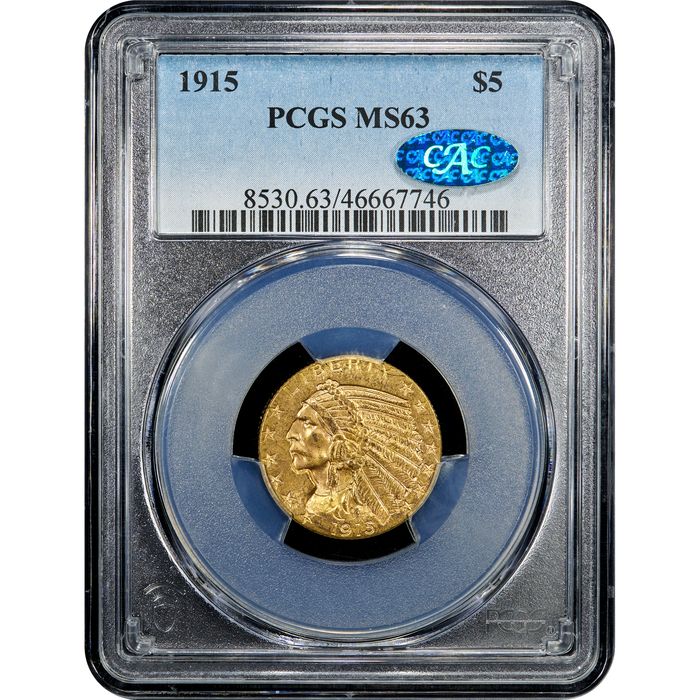 1915 Indian Gold Half Eagle ($5) Obverse Slab Image