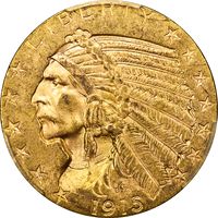 1915 Indian Gold Half Eagle ($5) Obverse Image