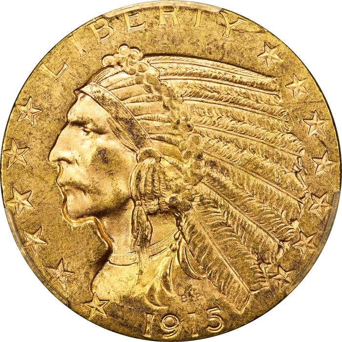 1915 Indian Gold Half Eagle ($5) Obverse Image