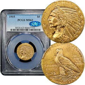 1915 Indian Gold Half Eagle ($5) Composite Image