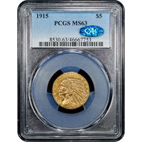 1915 Indian Gold Half Eagle ($5) Obverse Image