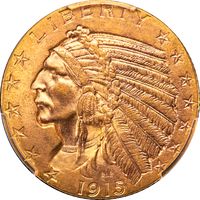 1915 Indian Gold Half Eagle ($5) Photo 3