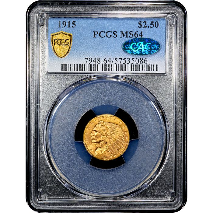 1915 Indian Gold Quarter Eagle ($2.50) Obverse Slab Image