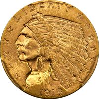 1915 Indian Gold Quarter Eagle ($2.50) Obverse Image