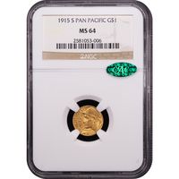1915-S Panama-Pacific Commem Gold Dollar ($1) Obverse Slab Image