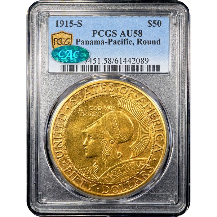 1915-S Panama-Pacific Round Commemorative Gold Fifty Dollar ($50) Obverse Image