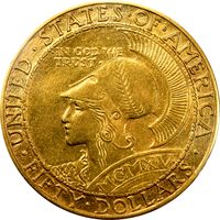 1915-S Panama-Pacific Round Commemorative Gold Fifty Dollar ($50) Photo 3